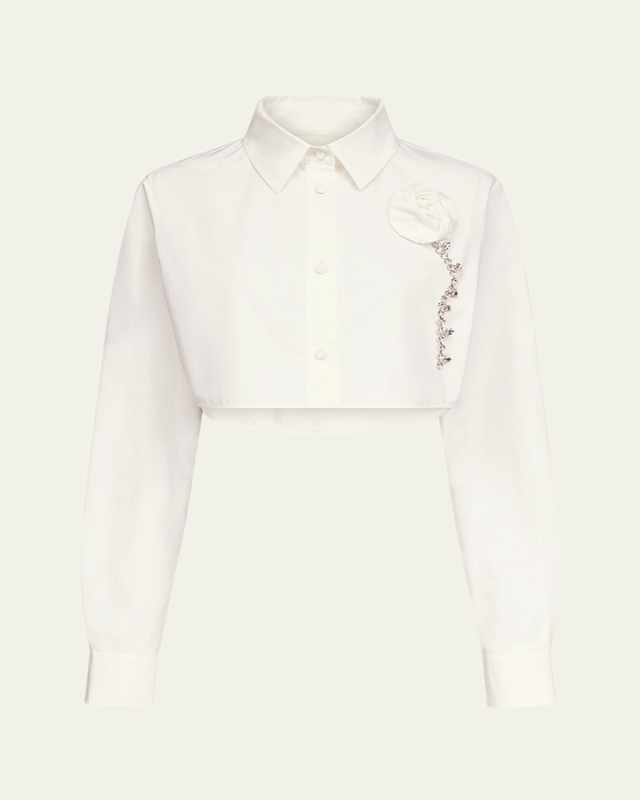 Crystal Rosette Cropped Shirt
